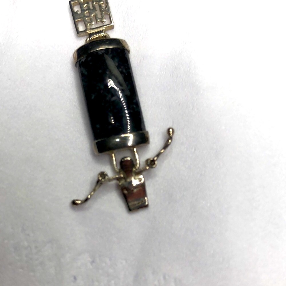 Black Jade and 925 Sterling Silver Bracelet, Asian Characters, Chinese - Picture 7 of 15